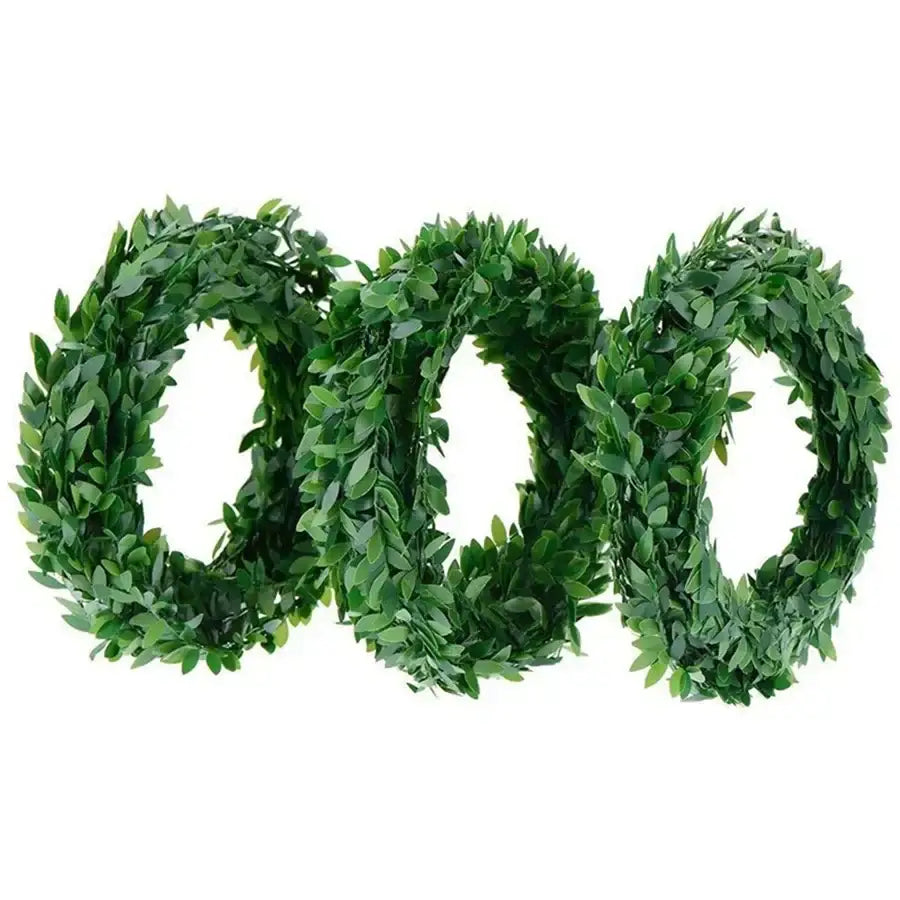 Realistic green ivy leaf wreath set – living room wall decor