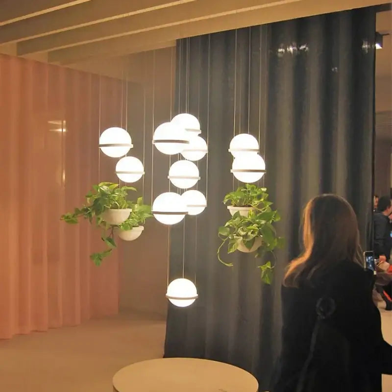 Modern black plant pendant light dining room led garden lamp