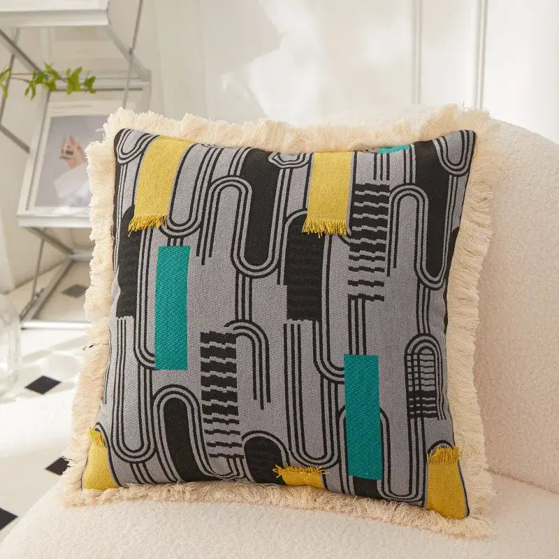 Artistic 45x45 handmade geometric cushion cover living room decor