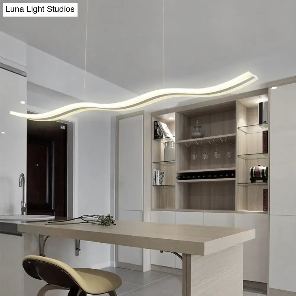 Artistic wave white led island pendant light dining room