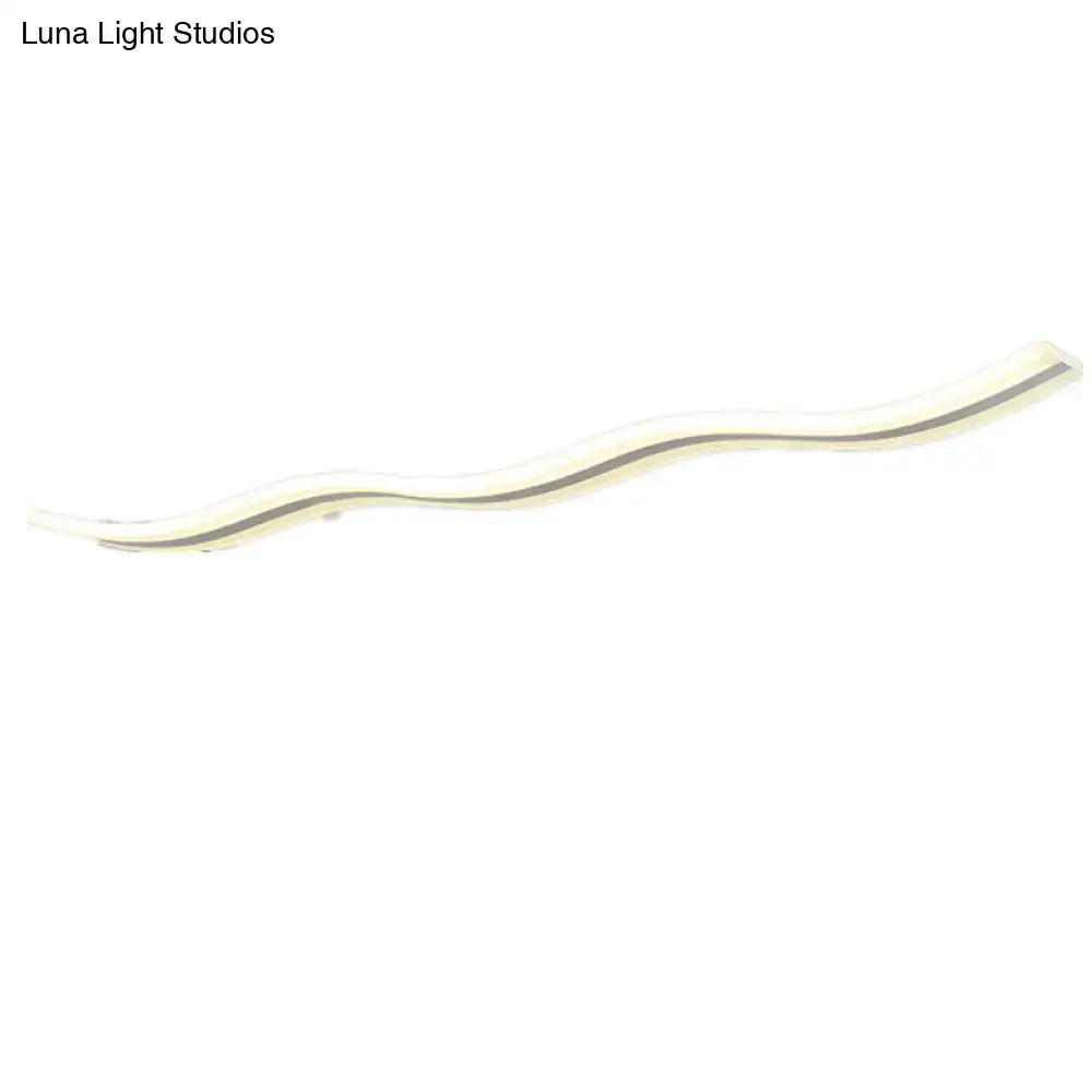 Artistic wave white led island pendant light dining room