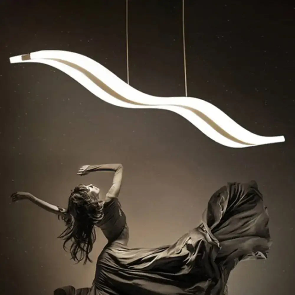 Artistic wave white led island pendant light dining room