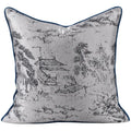 Asian landscape painting gray pillow cover living room decor
