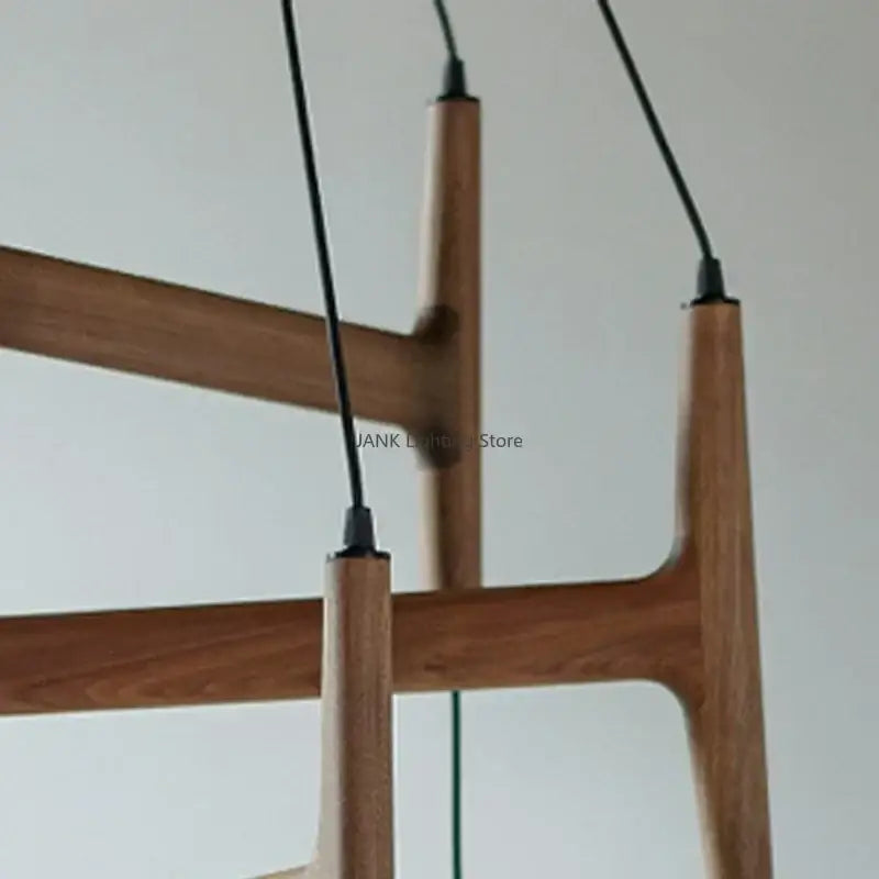 Modern astra wood pendant light with white glass shades dining room