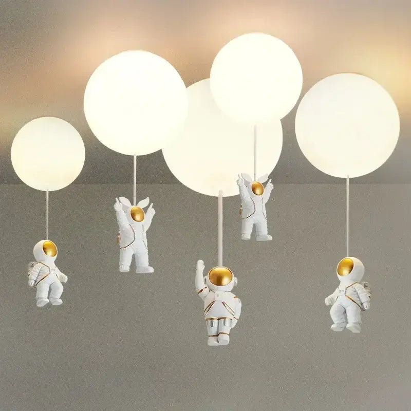 Modern white and gold astronaut balloon ceiling lamp for kids room