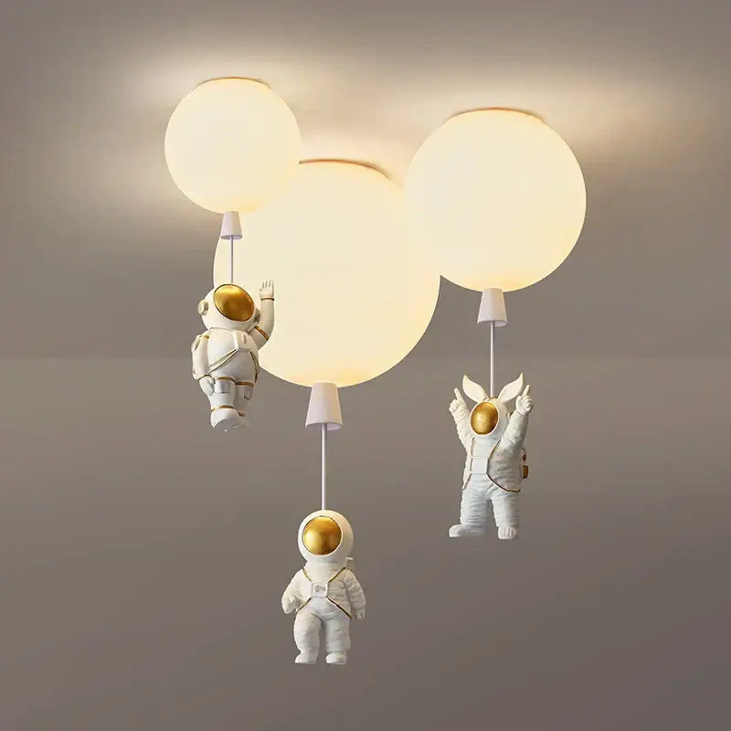 Decorbites astronaut balloon white & gold pendant light nursery room