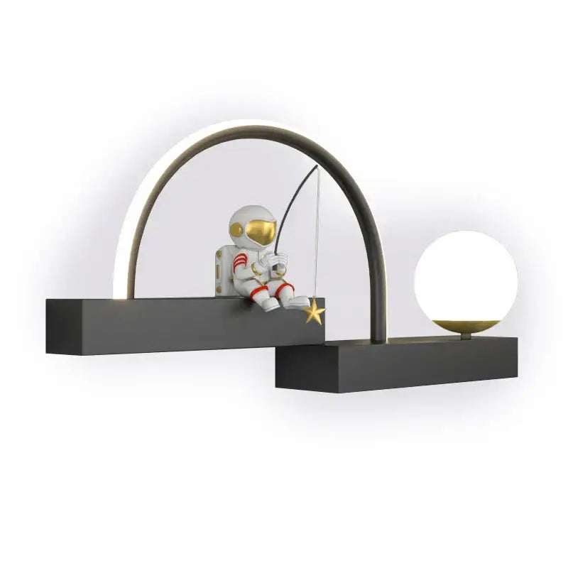 Black astronaut cartoon sconce metal lighting for living room decor