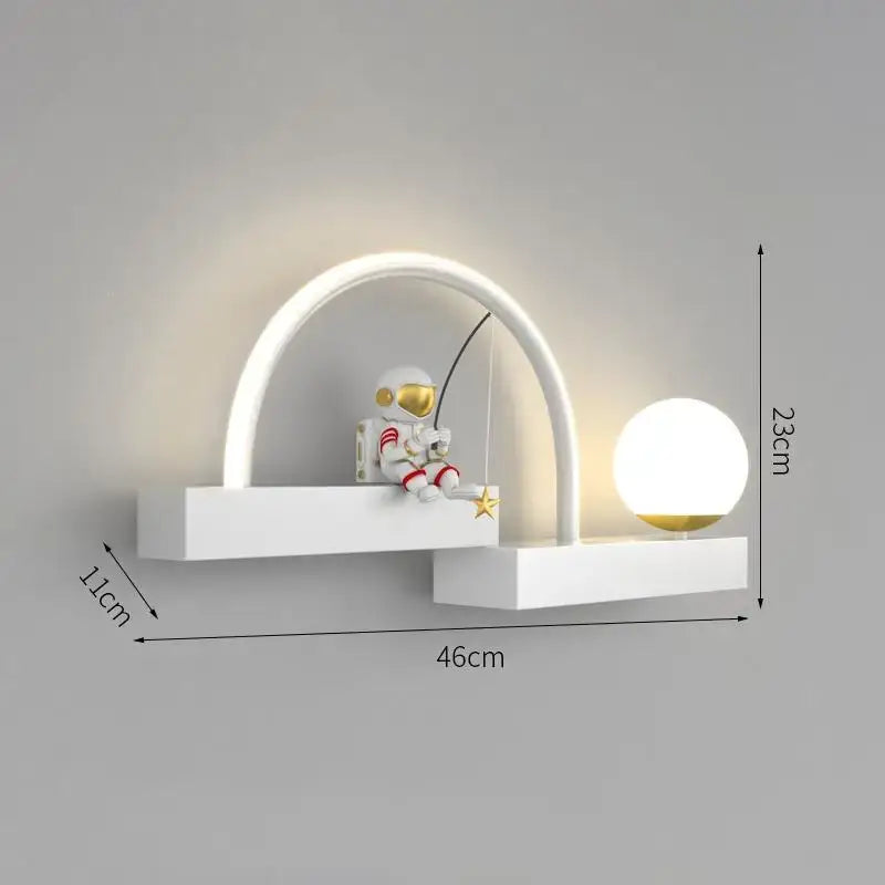 Black astronaut cartoon sconce metal lighting for living room decor