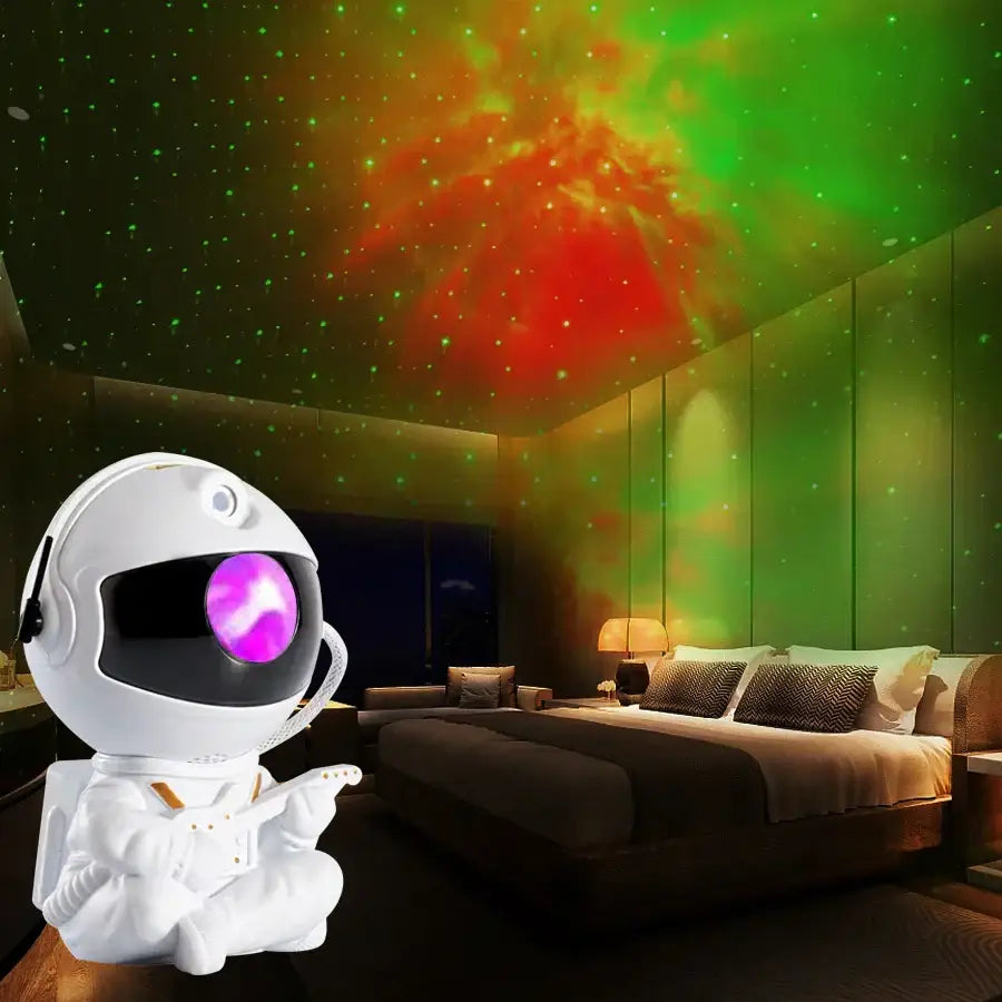 White and yellow decorbites astronaut galaxy starry sky night light bedroom projector