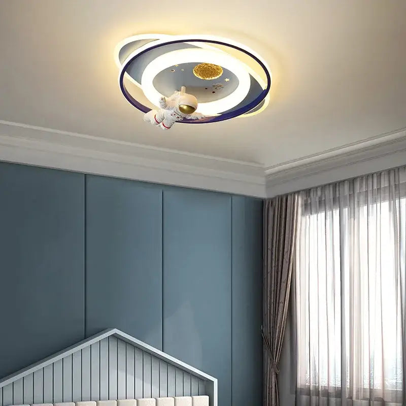 Modern blue & white astronaut kids bedroom ceiling light