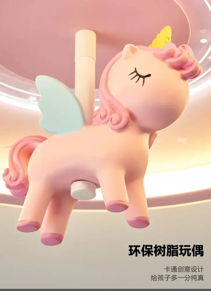 Pink unicorn led ceiling light for kids bedroom celestial design