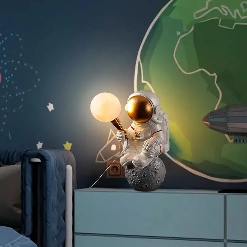 Modern white and gold astronaut led desk lamp bedroom decor