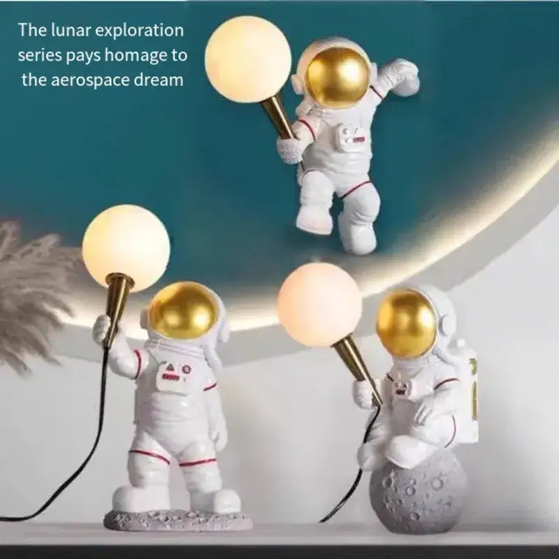 Modern white and gold astronaut led desk lamp bedroom decor