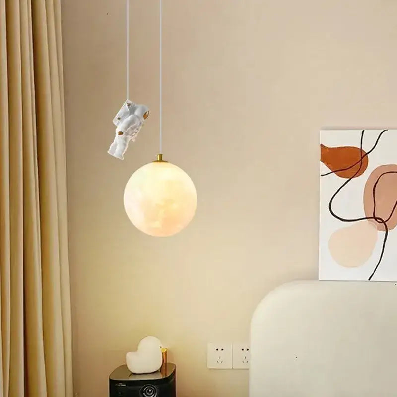 Decorbites astronaut moon pendant light for childrens room bedroom