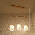 Bamboo bell shade pendant light – dining room wood fixture