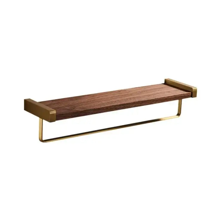 Modern gold & dark wood bathroom hardware set – bathroom rack