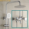 Chrome rainfall shower faucet set with handheld sprayer bathroom