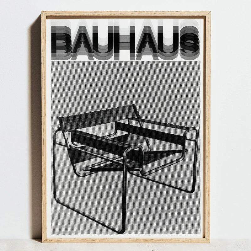 Bauhaus geometric orange exhibition posters canvas living room art
