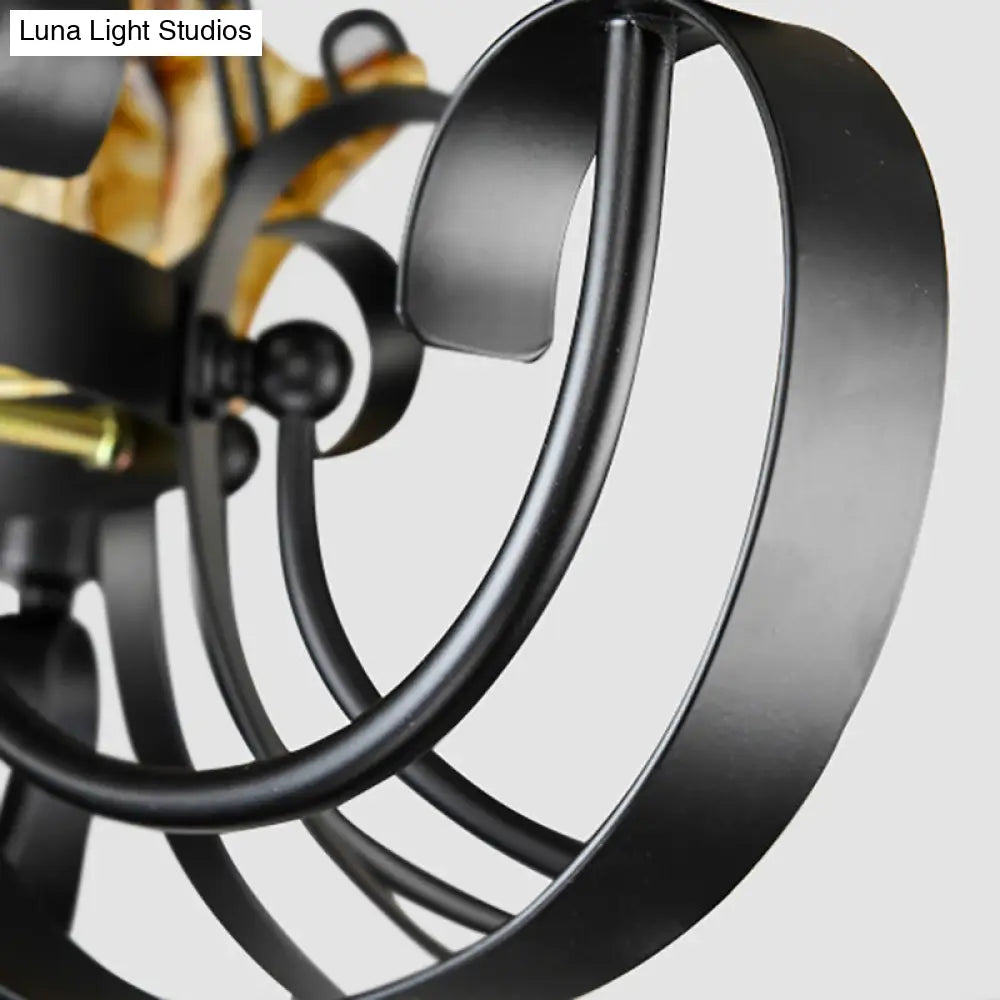 DecorBites™ Black Flower Island Pendant with Textured Glass - Perfect for Dining Room - 3 Bulb Hanging Ceiling Light