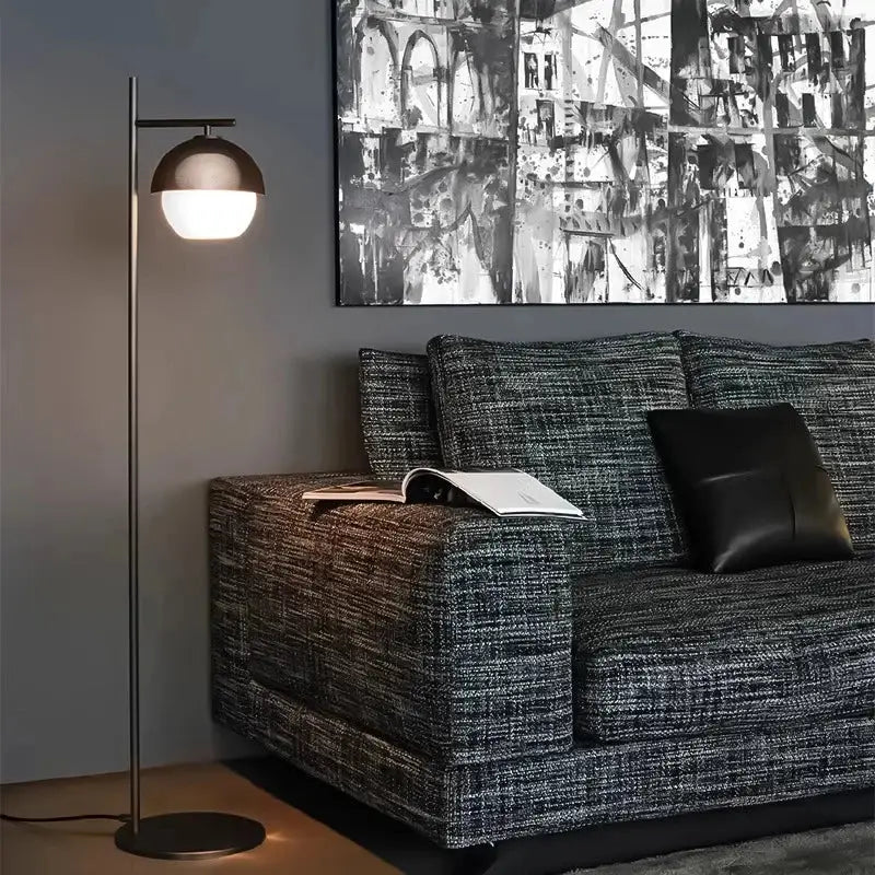 Minimalist black glass ball floor lamp for living room lighting