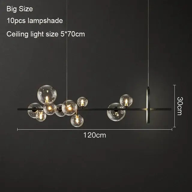 Modern black metal led pendant chandelier for dining room
