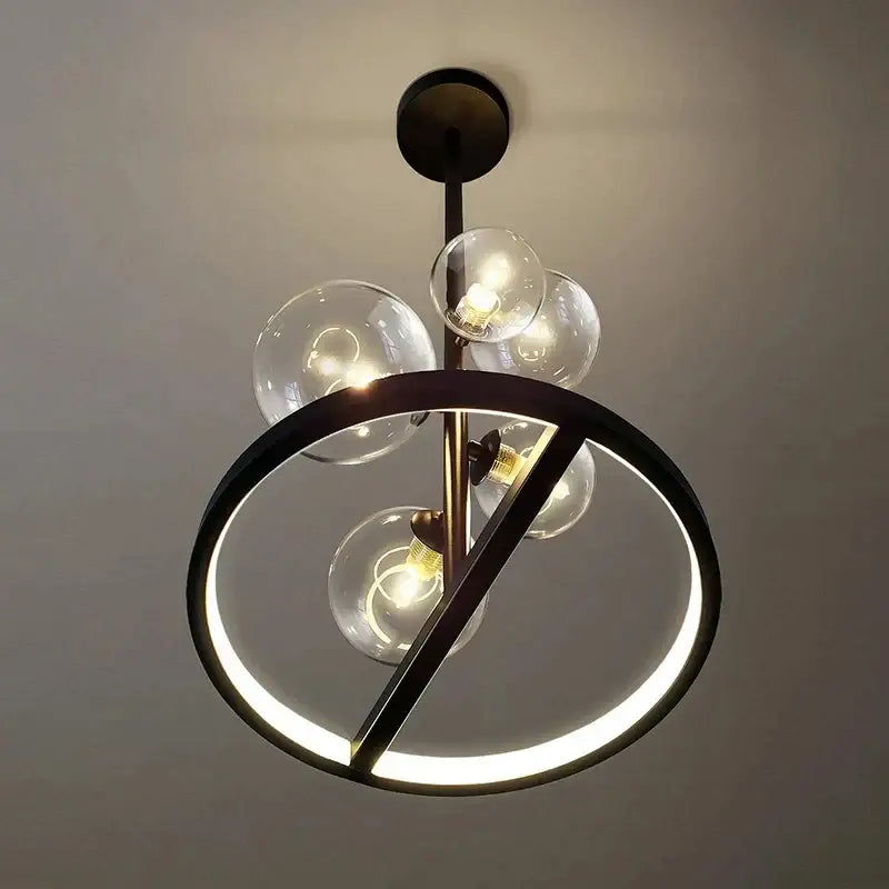 Modern black metal led pendant chandelier for dining room