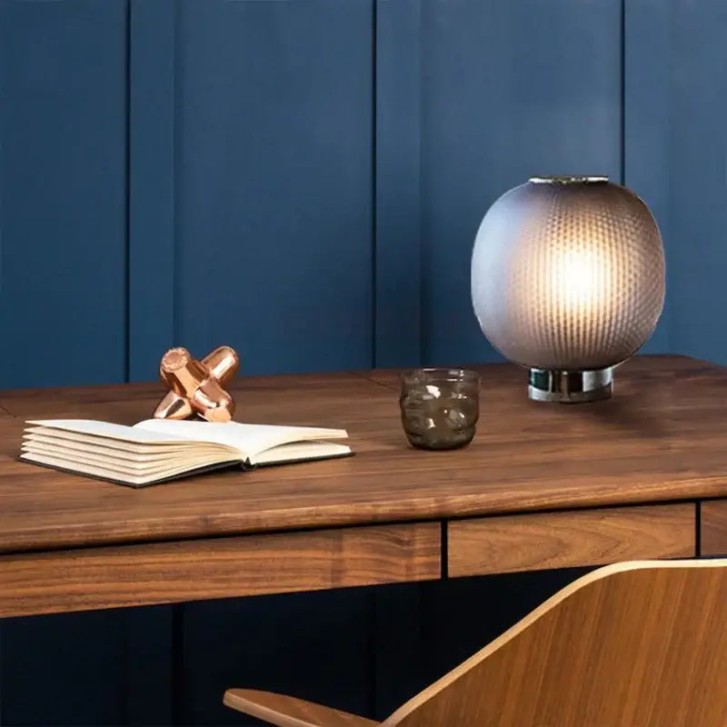 Nordic black glass ball table light for bedroom