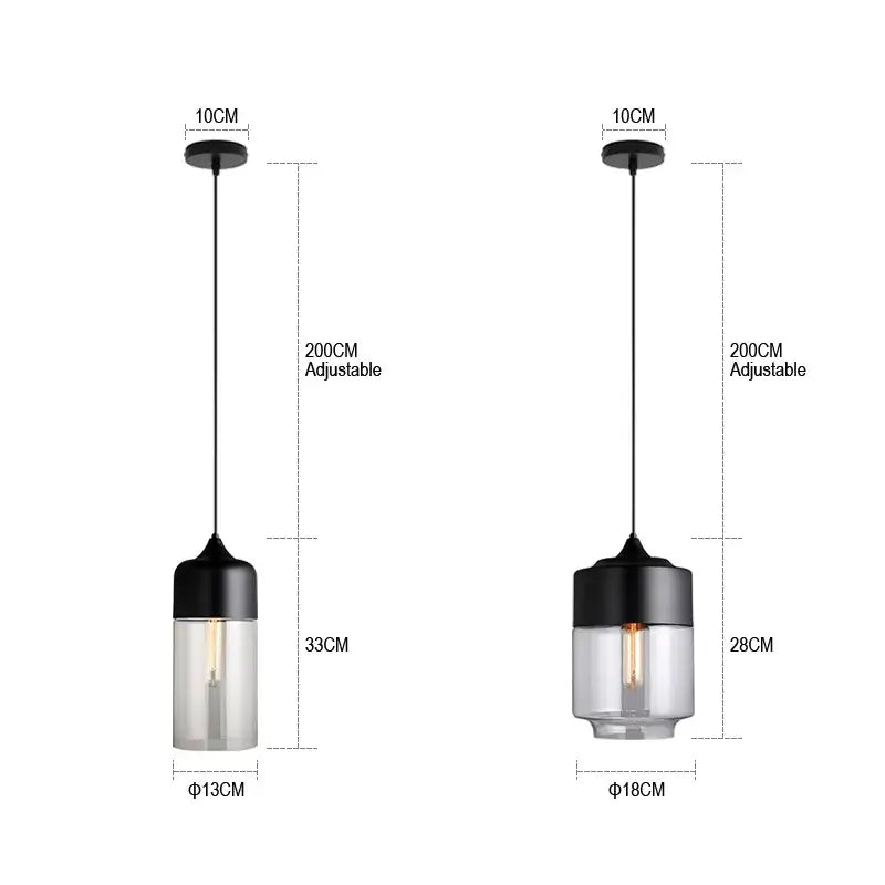 Modern black glass pendant lights for dining room set of 2