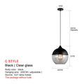 Modern black glass pendant lights for dining room set of 2