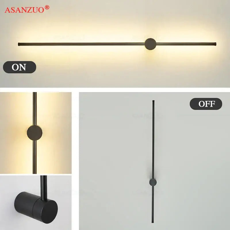 Modern black & gold aluminum wall sconce for bedroom lighting