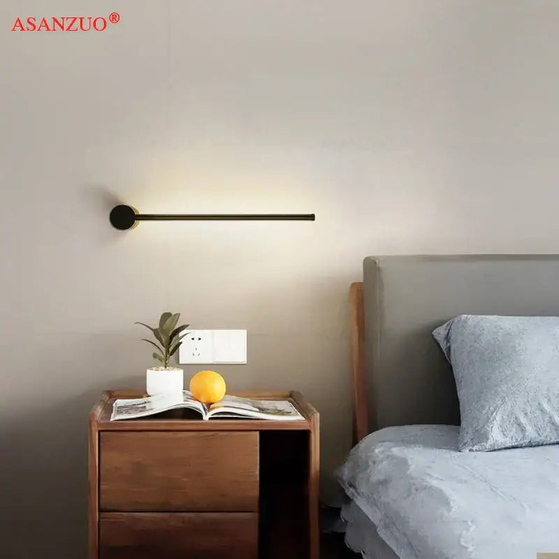 Modern black & gold aluminum wall sconce for bedroom lighting