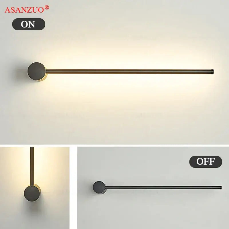 Modern black & gold aluminum wall sconce for bedroom lighting