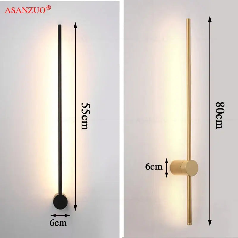 Modern black & gold aluminum wall sconce for bedroom lighting