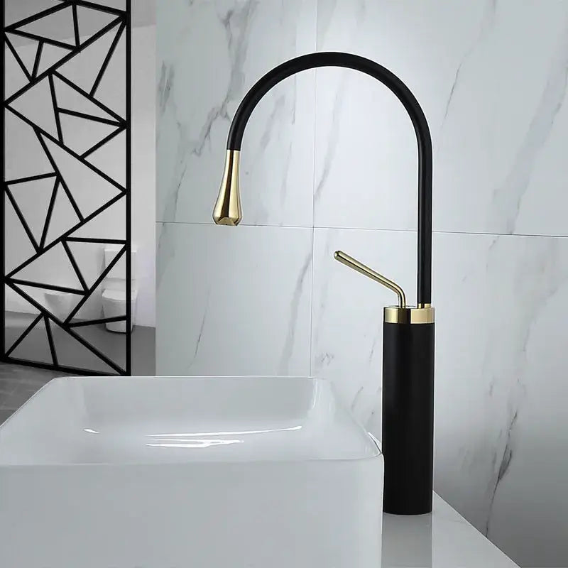 Modern black & gold basin faucet kitchen sink water crane