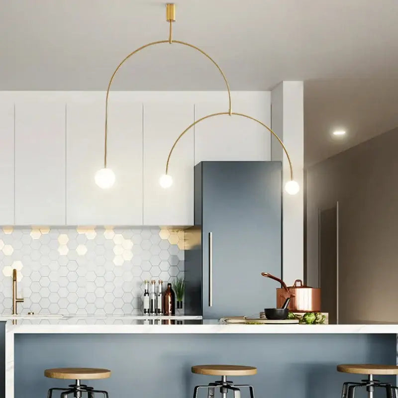 Modern minimalist black & gold chandelier – dining room pendant light
