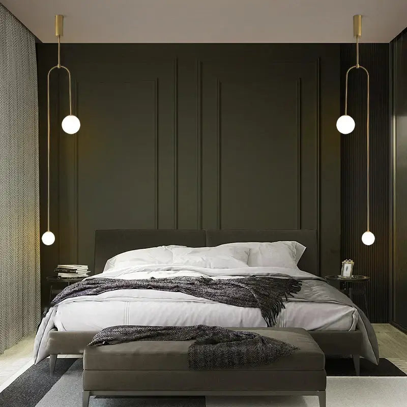 Modern minimalist black & gold chandelier – dining room pendant light