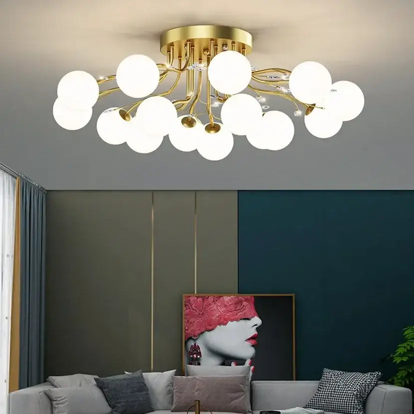 Decorbites black gold chandelier clear star glass dining room light