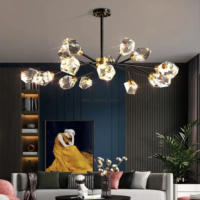 Luxury black & gold crystal chandelier for dining room