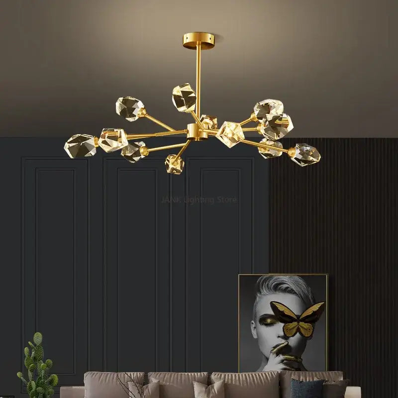 Luxury black & gold crystal chandelier for dining room