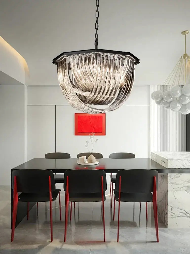 Luxury black gold crystal glass pendant lights for dining room