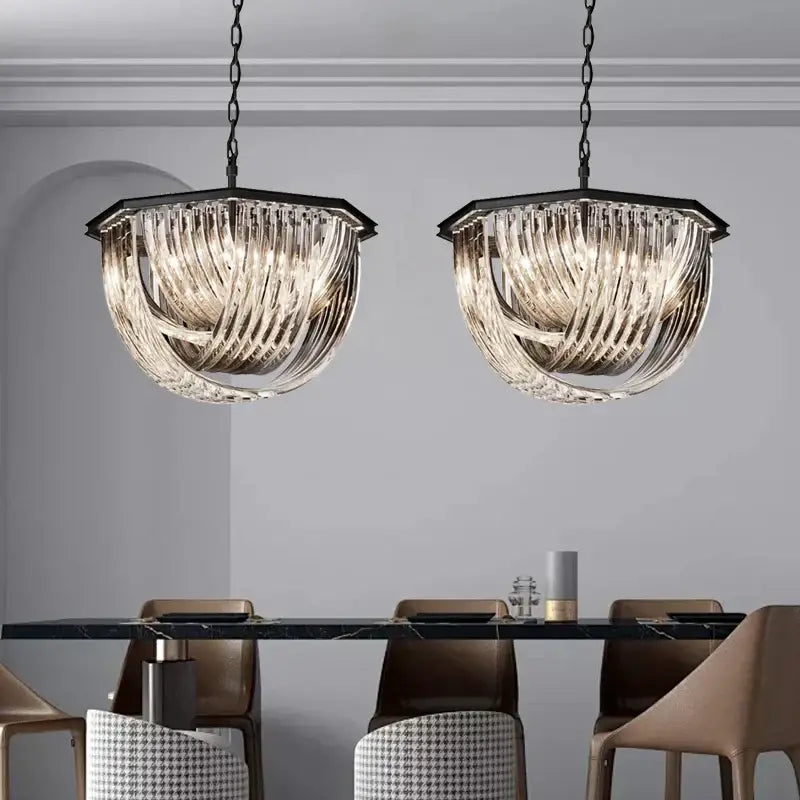 Luxury black gold crystal glass pendant lights for dining room