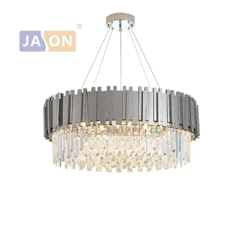 Modern black & gold crystal oval led chandelier dining room light
