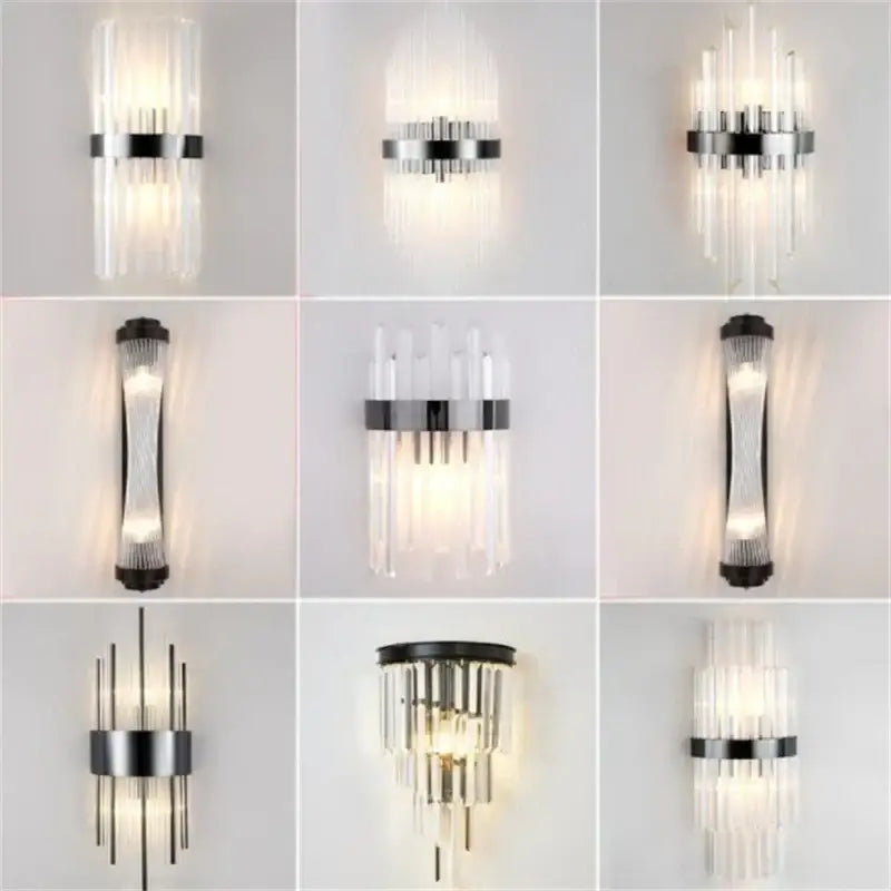 Modern black gold crystal wall sconce – bedroom led light