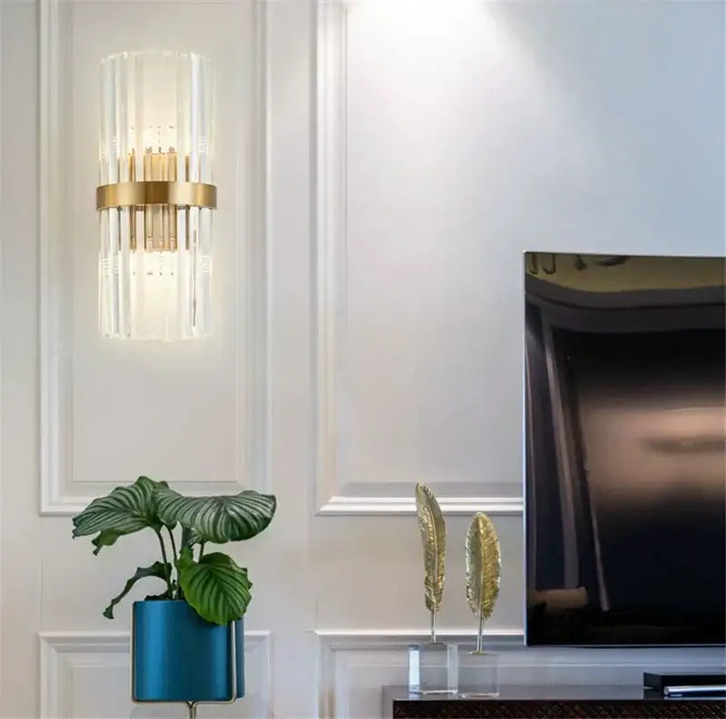 Modern black gold crystal wall sconce – bedroom led light