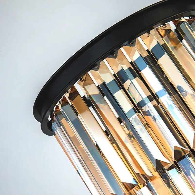 Modern black & gold crystal wall sconce for bedroom lighting