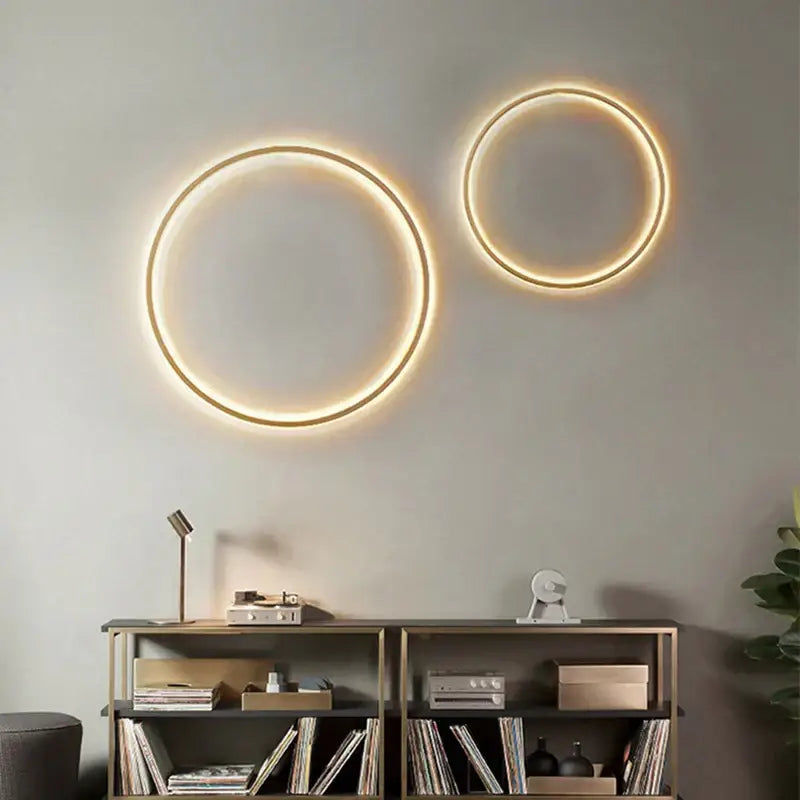Decorbites black gold dimmable led wall sconce bedroom light rings