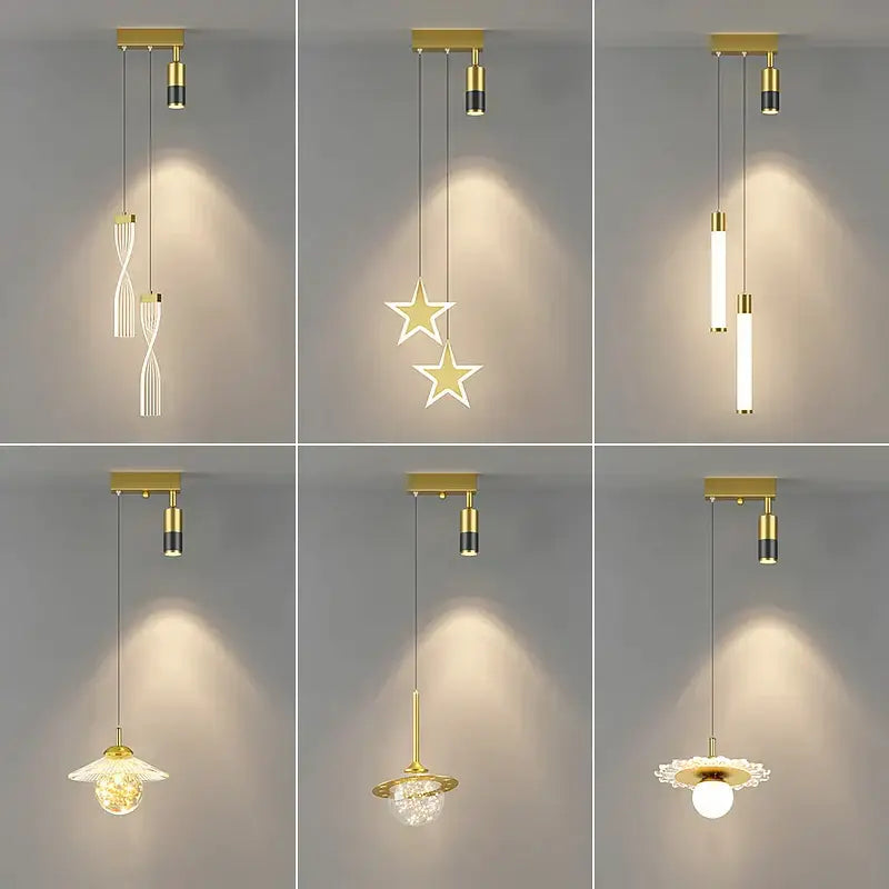 Modern black & gold hanging pendant crystal light for bedroom