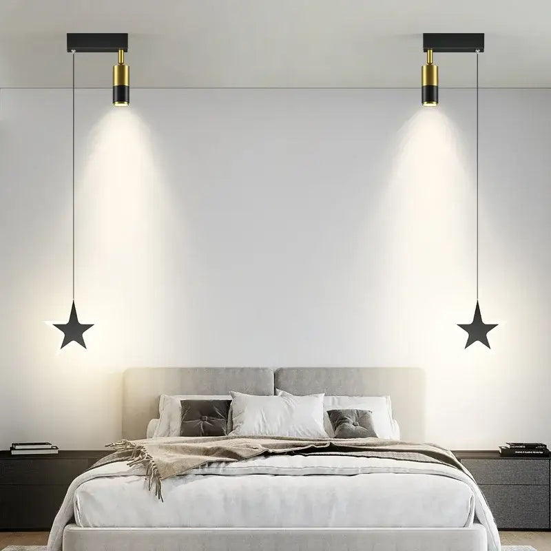 Modern black & gold hanging pendant crystal light for bedroom