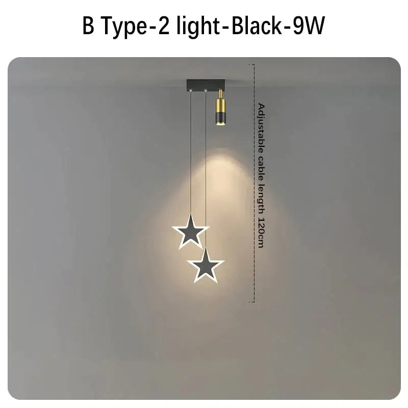 Modern black & gold hanging pendant crystal light for bedroom