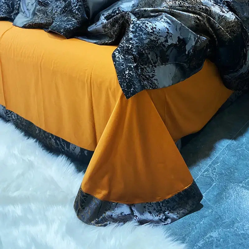 Black gold jacquard egyptian cotton bedding set bedroom duvet cover